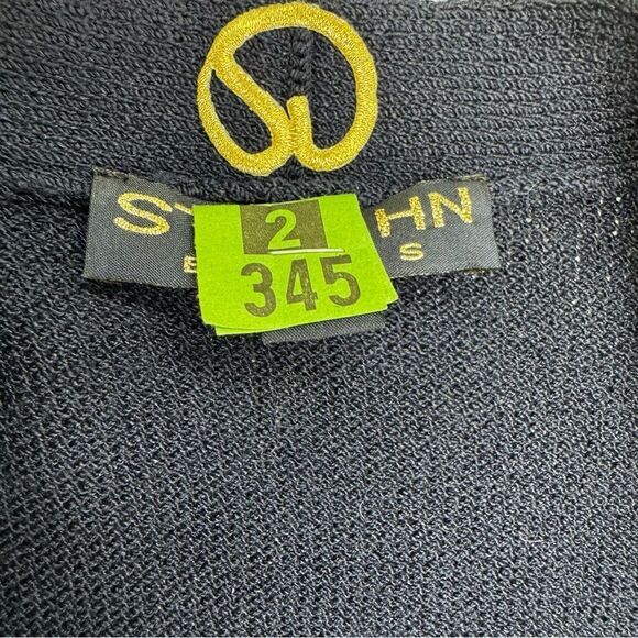 ST. JOHN Basics SANTANA KNIT JACKET CARDIGAN Open Front Long Navy SIZE LARGE - Picture 8 of 10